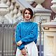 Jerseys: Women's knitted sweater Mix oversize turquoise to order, Sweaters, Yoshkar-Ola,  Фото №1
