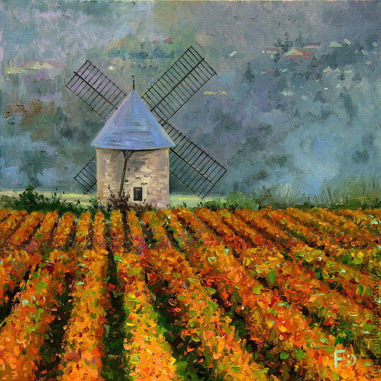 Oil painting on canvas. Burgundy vineyards, Pictures, Moscow,  Фото №1