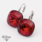 Украшения handmade. Livemaster - original item Silver earrings with Swarovski crystals Red Swarovski earrings. Handmade.