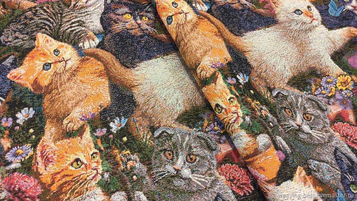 Ткань кошки купить. Гобеленовая ткань котики. Гобелен с котиками. Гобеленовая ткань котята. Гобеленовая ткань с кошками.