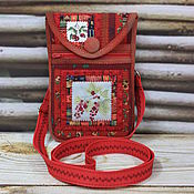 Сумки и аксессуары handmade. Livemaster - original item Small Handbag, For Phone, For Walking, Currant, With Embroidery. Handmade.