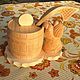 Sugar bowl made of wood with a spoon 'Brownie'. Barrel for honey, Sugar Bowls, Tomsk,  Фото №1