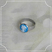 Субкультуры handmade. Livemaster - original item Ring with cameo Girl background blue under silver 10. Handmade.