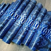 Материалы для творчества handmade. Livemaster - original item Python skin, thick finish, in an exclusive color, blue and silver. Handmade.