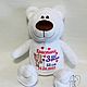 Personalized soft toy TEDDY BEAR WHITE with embroidery metrics, Stuffed Toys, Murmansk,  Фото №1
