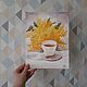 Order Watercolor painting a Cup of tea with a bouquet of Mimosa. marselart. Livemaster. . Pictures Фото №3