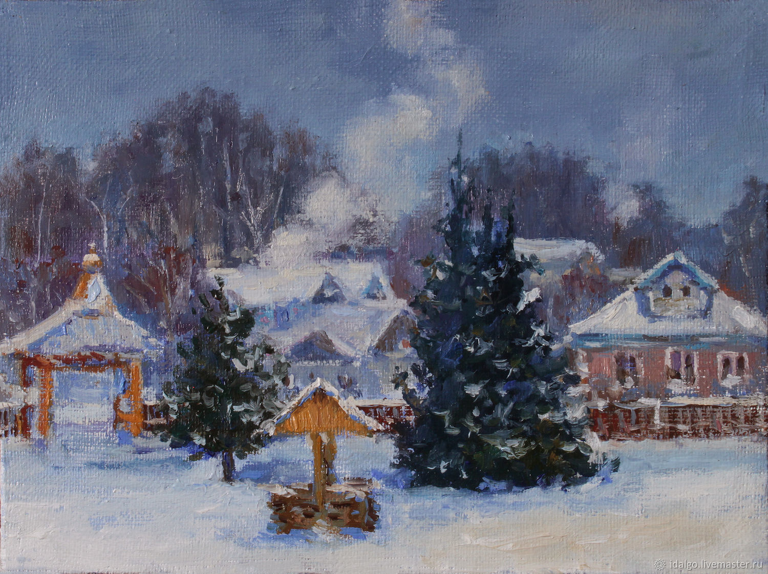 Oil painting 'Winter in the village', landscape, in a baguette, Pictures, Nizhny Novgorod,  Фото №1