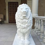 Дача и сад handmade. Livemaster - original item Garden sculpture of a seated lion concrete white large. Handmade.