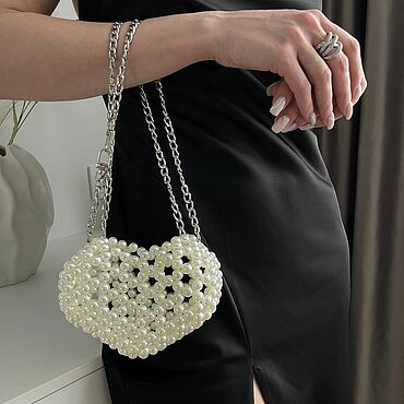 Сумки ручной работы. Ярмарка Мастеров - ручная работа Сумка сердце из бусин.. Handmade.
