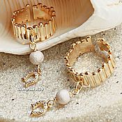 Украшения handmade. Livemaster - original item A wide ring with a gold-plated horseshoe pendant 