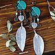 Order Multi-row BOHO copper earrings, long 'Delicate leaves'. Ekaterina Rud ( stylish stones ). Livemaster. . Thread earring Фото №3