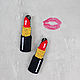 Embroidered earrings Red lipstick, Earrings, Magnitogorsk,  Фото №1