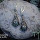 Order Earrings 'Paula' Green Seraphinit shvenzy silver 925. Shard Noir - handmade jewelry. Livemaster. . Earrings Фото №3