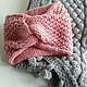 Комплект повязка вязаная на голову и снуд розового цвета. Повязки. Knitting_larka. Ярмарка Мастеров.  Фото №4