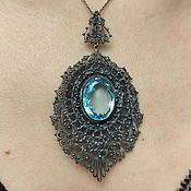 Винтаж handmade. Livemaster - original item Antique silver pendant with blue crystal. Handmade.