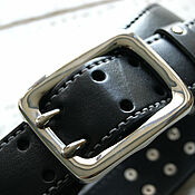 Аксессуары handmade. Livemaster - original item Men`s leather belt with steel buckle and rivets. Handmade.
