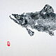 Картина Рыба(графика тушью японская живопись минимализм черно белый) ), Картины, Москва,  Фото №1