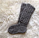 Socks knitted of natural sheep wool (grey), Knee, Nalchik,  Фото №1