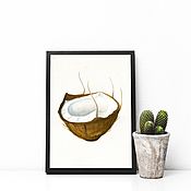 Картины и панно handmade. Livemaster - original item Pictures: Watercolor Coconut. Handmade.