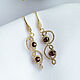 Gold Garnet Earrings, Braided Evening Earrings. Earrings. moonlace. Online shopping on My Livemaster.  Фото №2