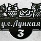 Address plate made of metal 'Owlets', Signs1, Ivanovo,  Фото №1