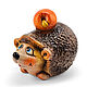 Order Ceramic figurine 'hedgehog with apple'. aboka. Livemaster. . Figurine Фото №3