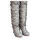 Boots Python skin. Beautiful boots made from Python. Women's boots with Python skin on the platform. Economie boots handmade to order. Women's high heeled boots. Buy boots from Python.
