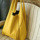 Авоська кожаная желтая Мешок Пакет Хобо Шоппер. Сумка-мешок. Bags by Katerina Klestova (kklestova). Интернет-магазин Ярмарка Мастеров.  Фото №2