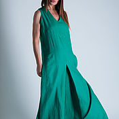 Одежда handmade. Livemaster - original item The green linen jumpsuit - JP0346LE. Handmade.