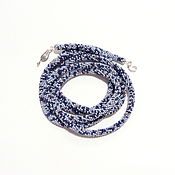 Necklace, embroidered with beads with kyanite 