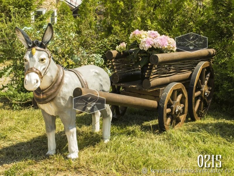 Садовая фигура ослик с тележкой в е на Ярмарке Мастеров .