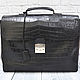 Men's briefcase made of genuine crocodile leather, black color!, Brief case, St. Petersburg,  Фото №1