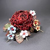Украшения handmade. Livemaster - original item Peony Dali Handmade Braided Leather Bracelet with Flowers. Handmade.