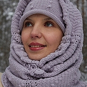 Аксессуары handmade. Livemaster - original item Women`s cap knitted Snood warm kit in winter, a Delicate Lilac. Handmade.