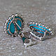 Exquisite gold earrings with natural turquoise and diamonds. Earrings. jewelry-market. My Livemaster. Фото №4