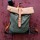 Order Backpack-twist 'Urban - khaki'. Leather-Art. Livemaster. . Backpacks Фото №3
