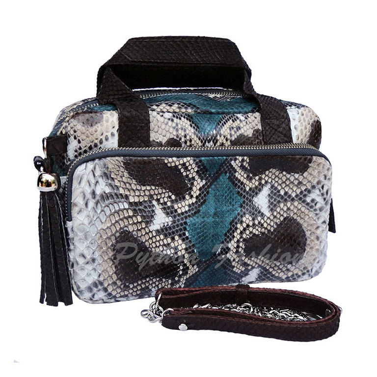 Handbag made of Python. Beautiful handbag from Python on a long chain. Fashion handbag made from Python shoulder. Designer handbag from Python. Handbag crossbody from Python. Women's handbag from Pyth