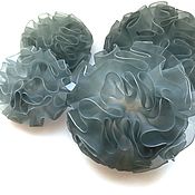 Брошь-цветок (два варианта) из шерсти (войлок) серо-синяя и фиолетовая
