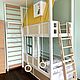 Детская двухъярусная кровать домик с лестницей деревянная из массива, Кровати, Санкт-Петербург,  Фото №1