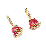 Украшения handmade. Livemaster - original item Coral earrings, flower earrings, coral earrings natural stones. Handmade.