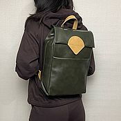 Сумки и аксессуары handmade. Livemaster - original item Gloria backpack made of genuine leather in khaki beige. Handmade.