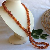 Necklace from Baltic amber, color is beeswax, 10 mm