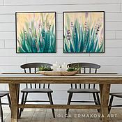 Картины и панно handmade. Livemaster - original item Paintings Provence lavender modular diptych triptych abstract flowers. Handmade.