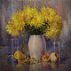 Картина маслом Золотистые хризантемы и фрукты. 60х60, Картины, Москва,  Фото №1