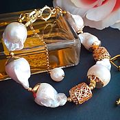 Украшения handmade. Livemaster - original item Bracelet made of natural Baroque pearls, 24K. Handmade.