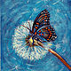 "Бабочка и Одуванчик". Принт на холсте. Картина с бабочкой, Картины, Рязань,  Фото №1