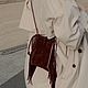 Кожаная сумка кисет бордовая. Сумка через плечо. AUGUST BAGS. Интернет-магазин Ярмарка Мастеров.  Фото №2
