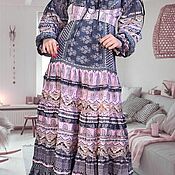 Одежда handmade. Livemaster - original item Cotton dress with lace in boho Provence style ash-pink. Handmade.