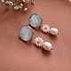 Серьги с жемчугом и ромашкой из перламутра. Серьги классические. Katerina Moroz accessories for you (katerinamoroz). Интернет-магазин Ярмарка Мастеров.  Фото №2