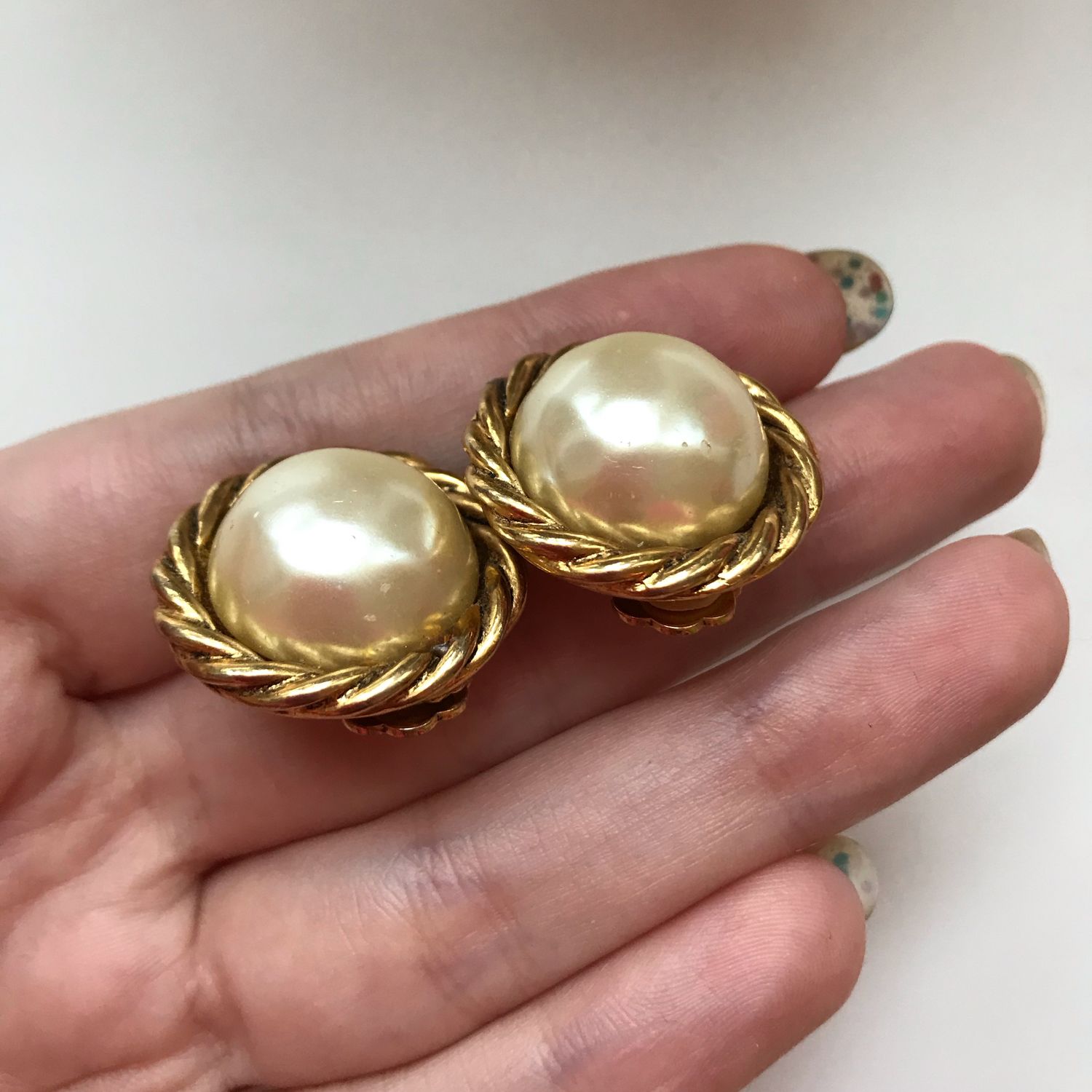 Elegant vintage Carolee clip-on earrings with pearl – купить на Ярмарке